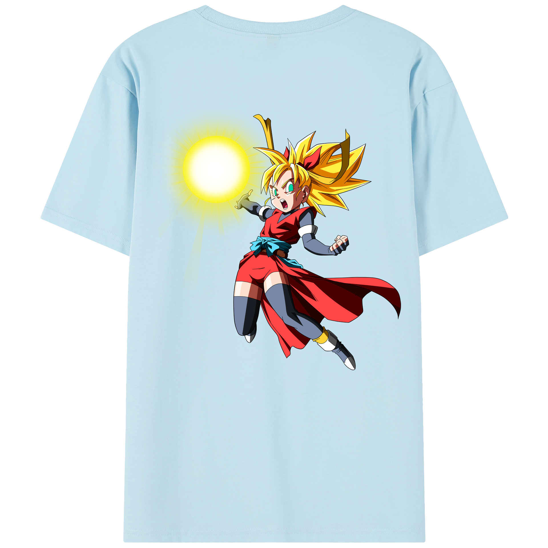 （画像用） ドラゴンボール カリフラ DRAGON BALL Caulifla 綿100％半袖Tシャツ（背面プリント）
